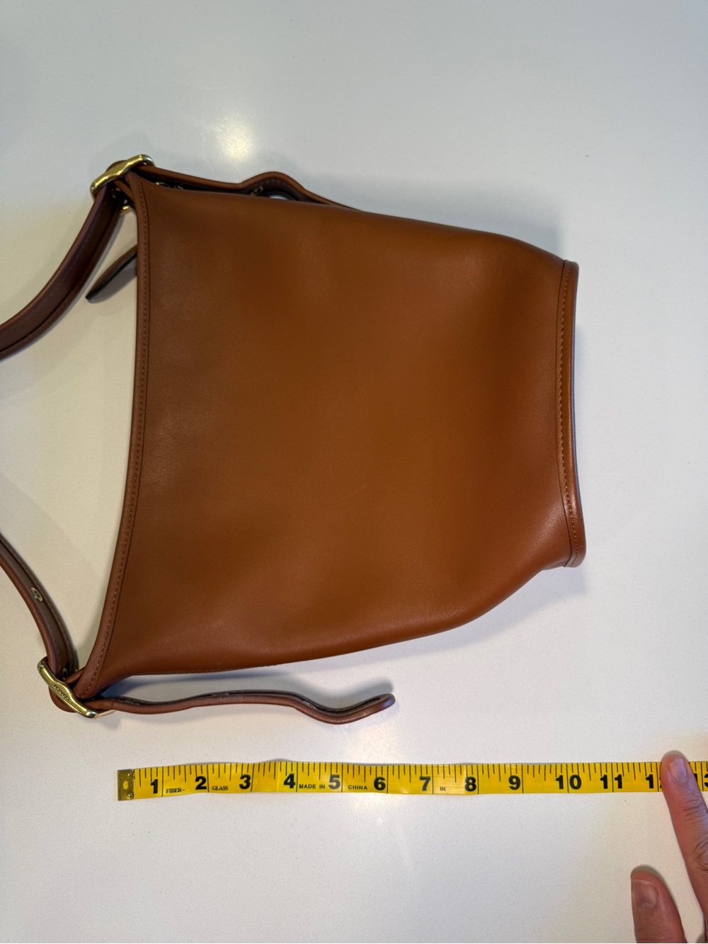 COACH - Duffle Sac Crossbody Bucket Bag in Amber Leather - Picture 11 of 15